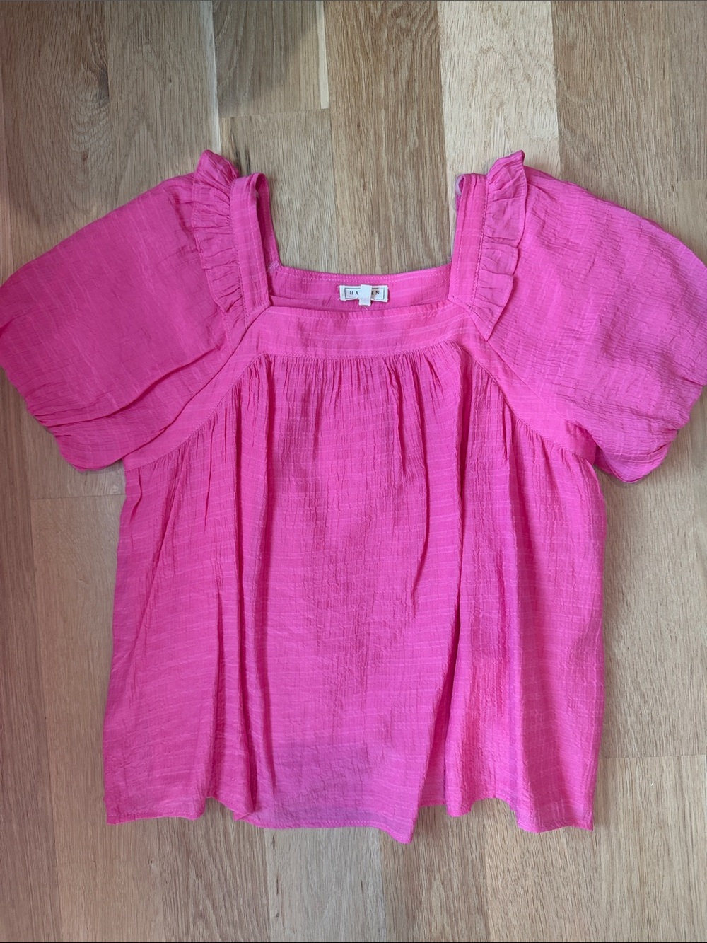 Hayden Girls Bright Pink Ruffle Square Neck Top